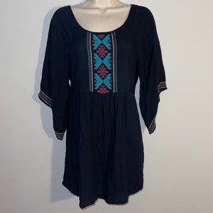Roxy Aztec Embroidered Trim Shift Dress